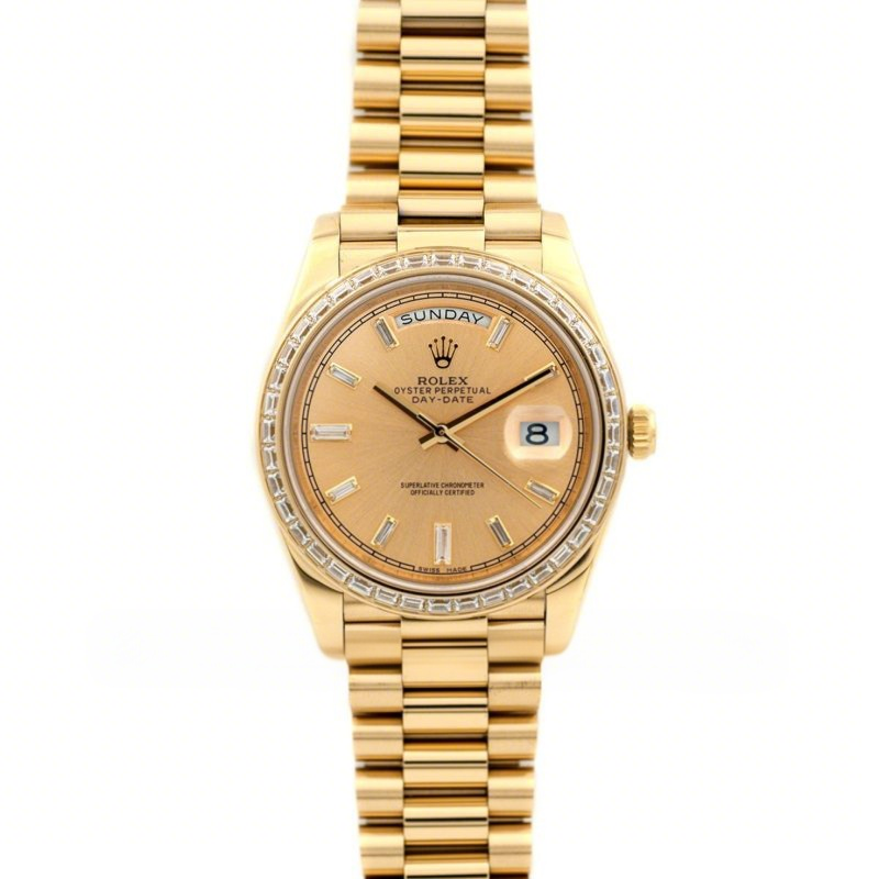 Rolex Day-Date 40 Yellow Gold Diamond Bezel 228348 Champagne Dial-fasswatch