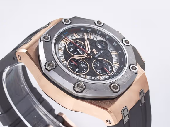 Audemars Piguet Royal Oak Offshore Schumacher RG TKF Best Edition GrayBlack Dial on Gray Rubber Strap A3126-fasswatch