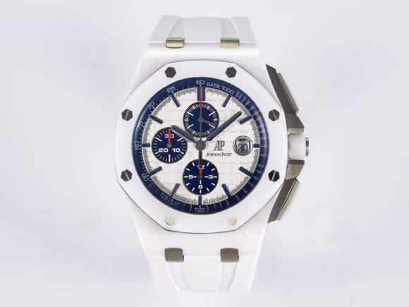 Audemars Piguet Royal Oak Offshore 44mm White Ceramic TKF 11 Best Edition White Dial on White Rubber Strap A3126-fasswatch
