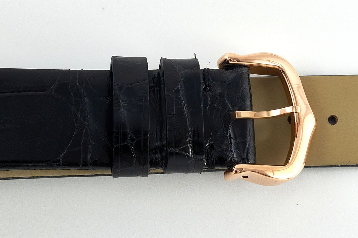 Cartier Ballon Blanc 30mm Silver Dial with Diamond Bezel in Rose Gold on Black Leather Strap-fasswatch