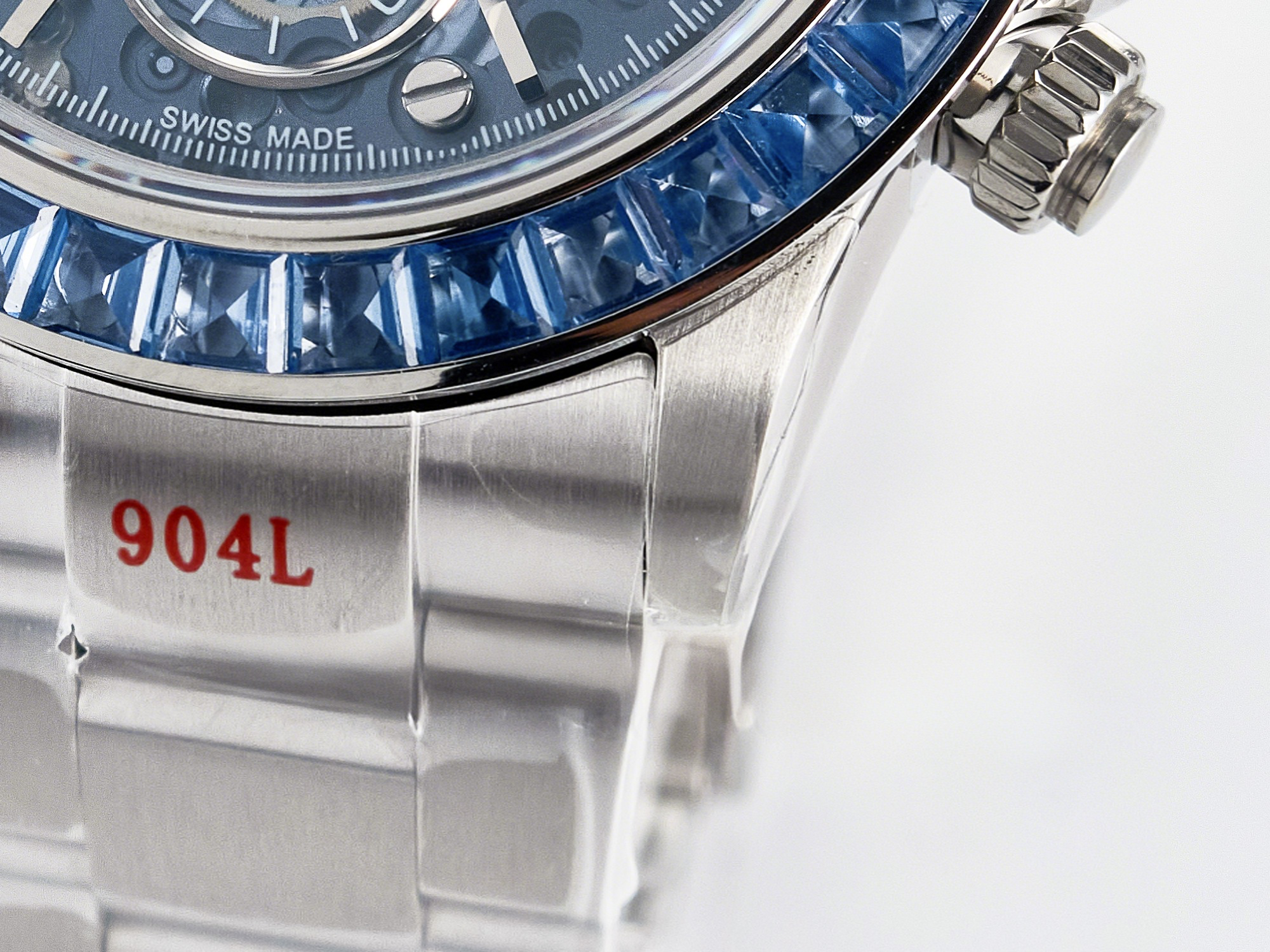 Rolex Daytona Artisans SS GETF Best Edition Blue Skeleton Dial Diamonds Bezel on SS Bracelet DD4802-fasswatch