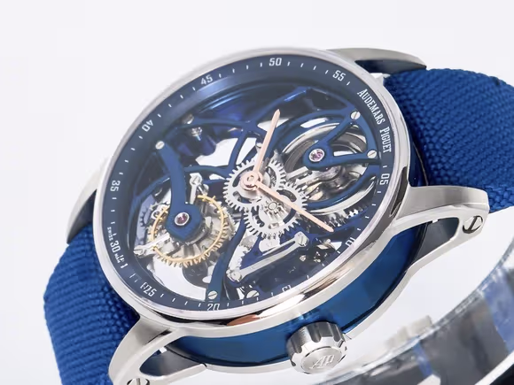 Audemars Piguet CODE 11.59 Tourbillon 26600 SS APPF Best Edition Blue Dial on Blue Nylon Strap A2948-fasswatch