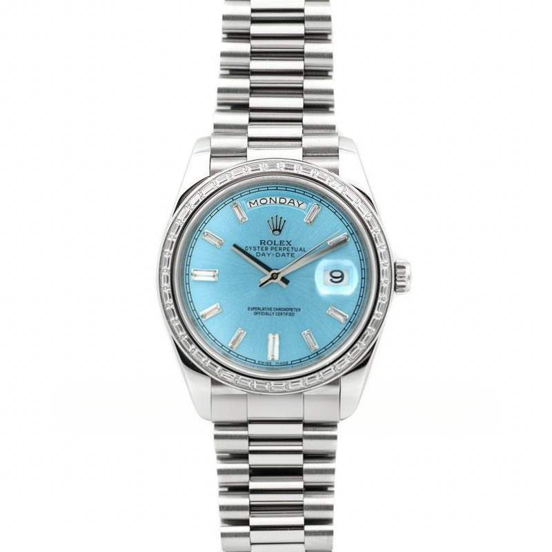 Rolex Day-Date 40 Platinum Diamond Bezel 228396 Ice Blue Dial-fasswatch