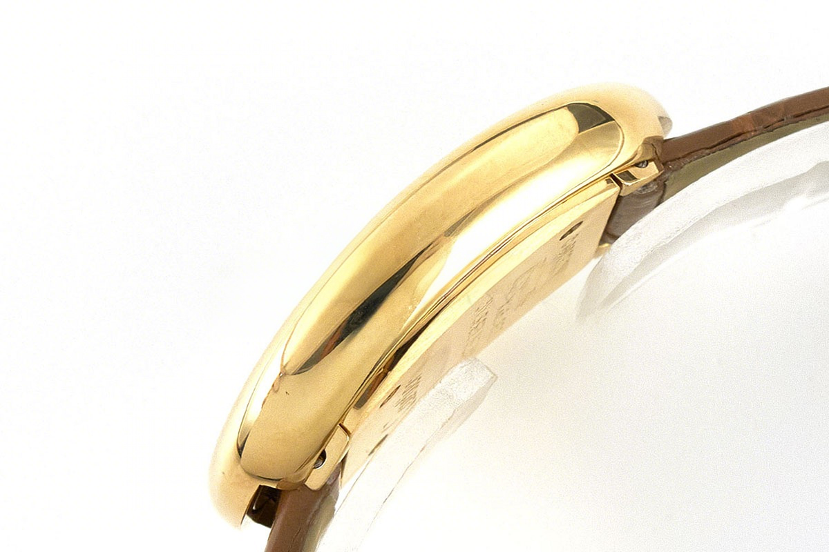 Cartier Baignoire Watch Mini Silver Dial in Yellow Gold on Brown Leather Strap-fasswatch