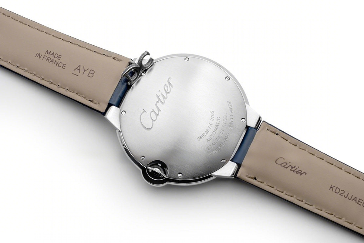 Cartier Ballon Bleu De Cartier 42mm Blue Dial in Steel on Blue Leather Strap-fasswatch