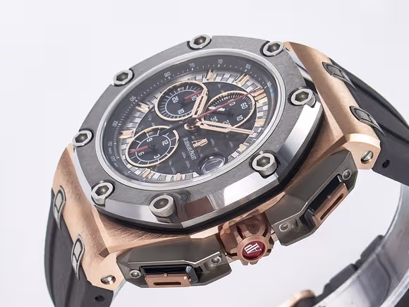 Audemars Piguet Royal Oak Offshore Schumacher RG TKF Best Edition GrayBlack Dial on Gray Rubber Strap A3126-fasswatch