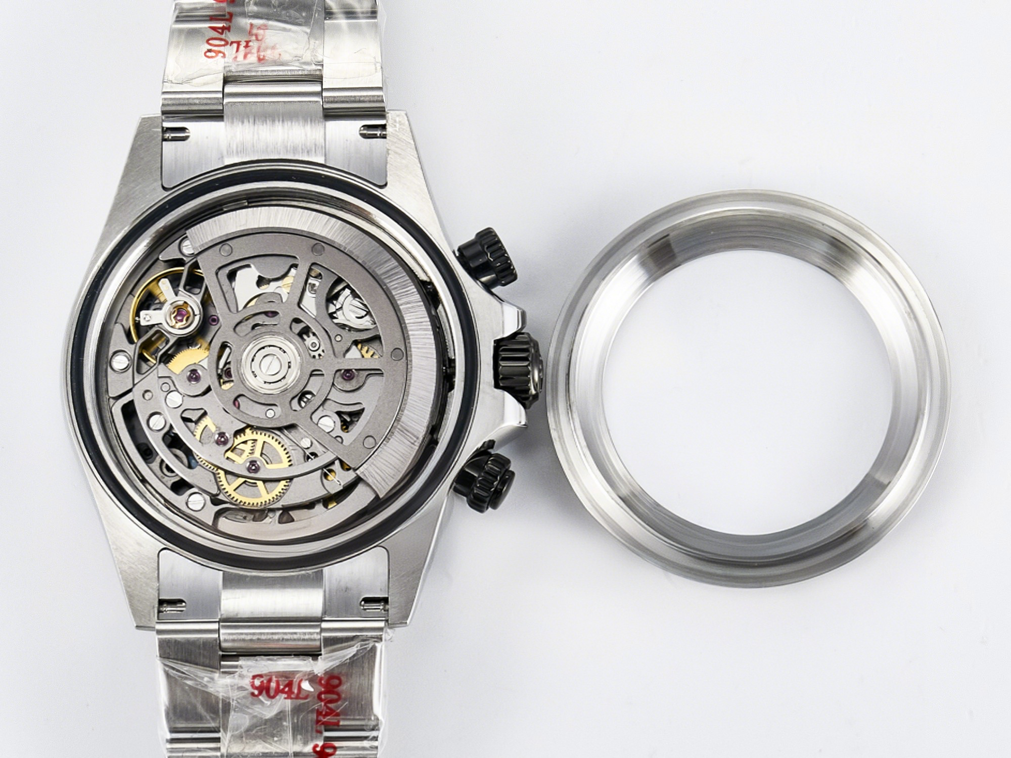 Rolex Daytona Artisans SS GETF Best Edition Skeleton Dial Black Ceramic Bezel on SS Bracelet DD4802-fasswatch