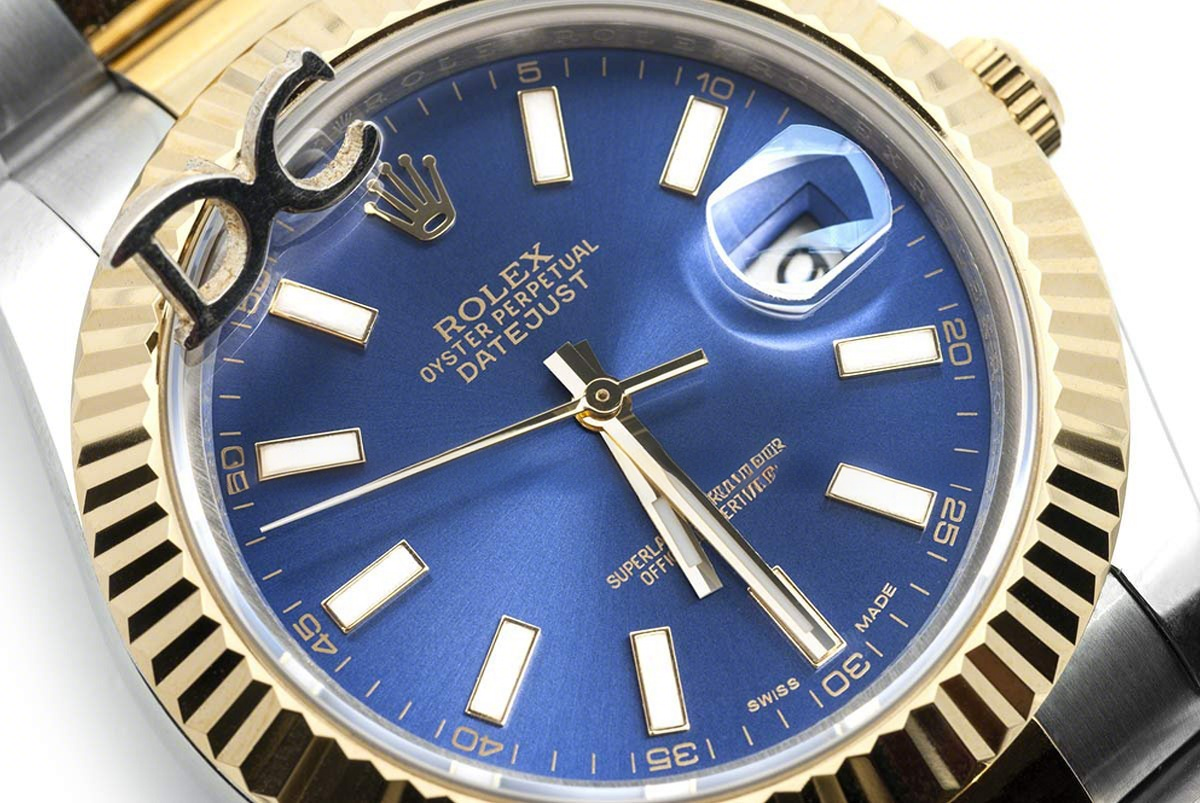 Rolex Datejust II 116233 Blue Dial in Yellow GoldSteel with Stick Markers-fasswatch