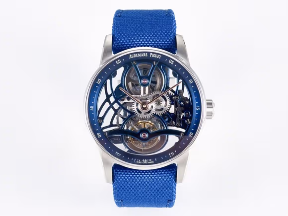 Audemars Piguet CODE 11.59 Tourbillon 26600 SS APPF Best Edition Blue Dial on Blue Nylon Strap A2948-fasswatch
