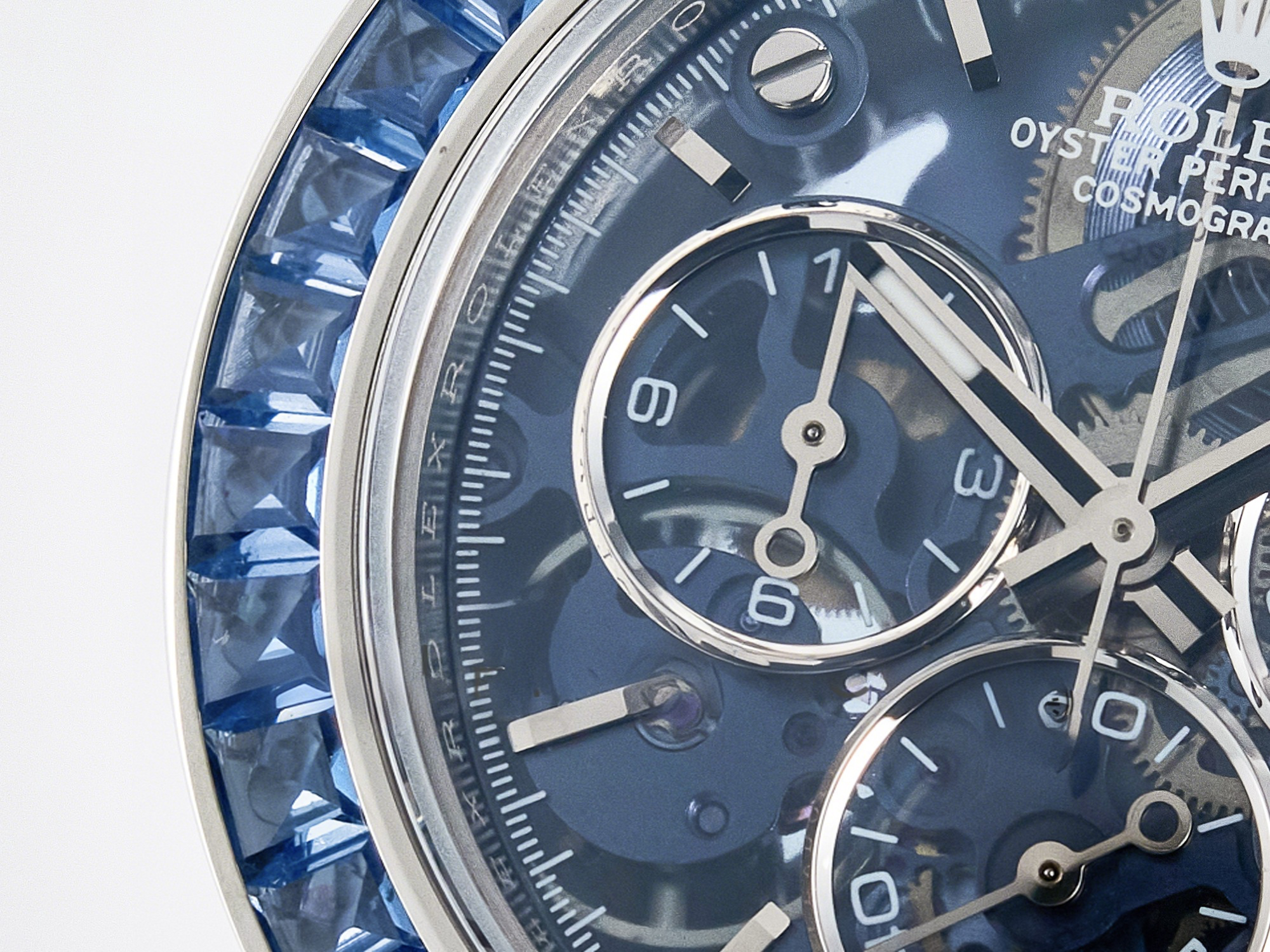 Rolex Daytona Artisans SS GETF Best Edition Blue Skeleton Dial Diamonds Bezel on SS Bracelet DD4802-fasswatch