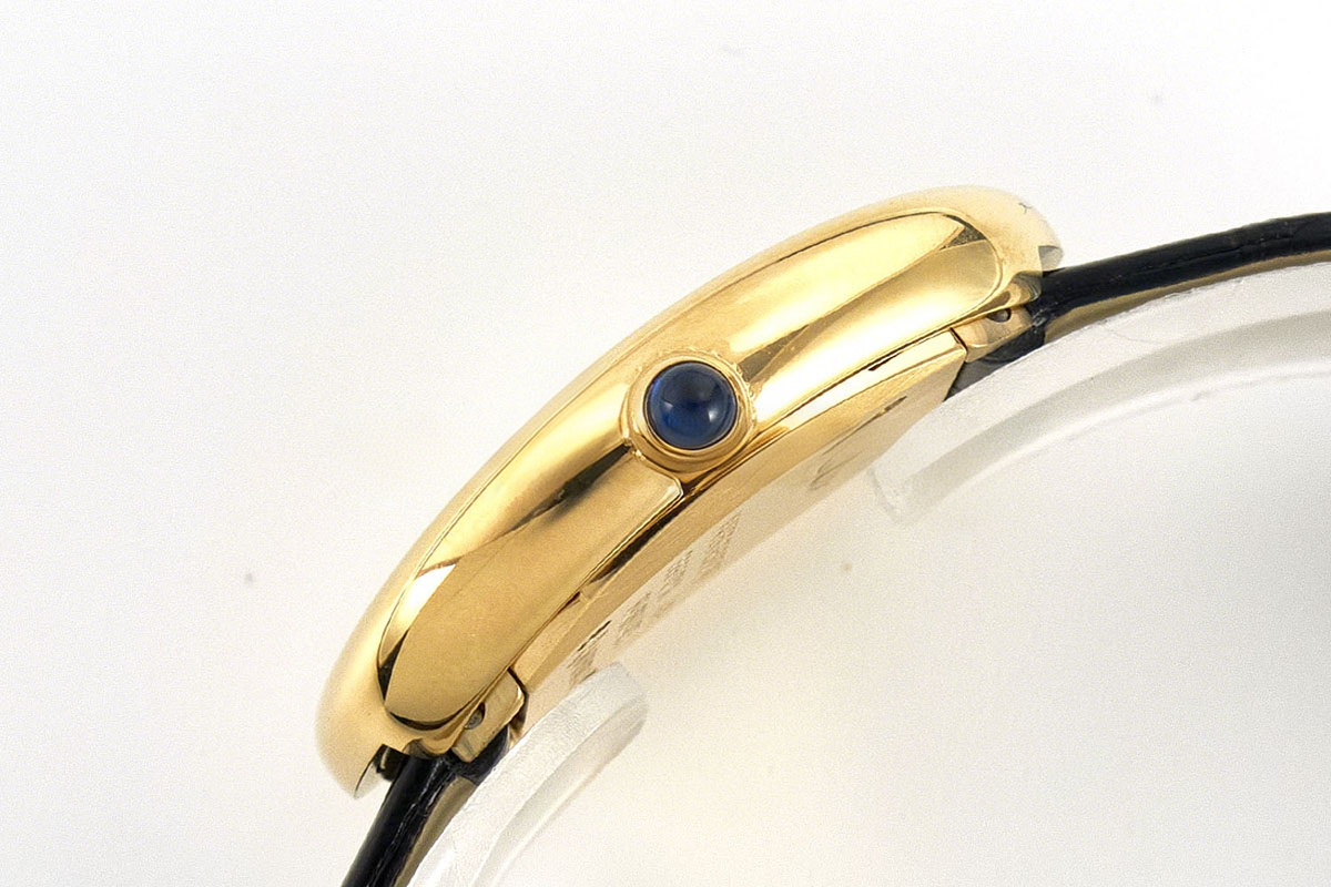 Cartier Baignoire Watch Mini Silver Dial in Yellow Gold on Black Leather Strap-fasswatch