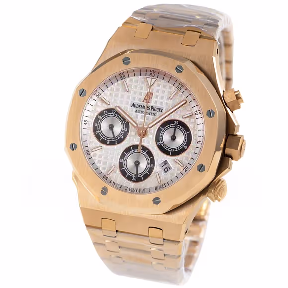 Audemars Piguet Royal Oak Self-Winding Chronograph White/Black Dial in Rose Gold-fasswatch