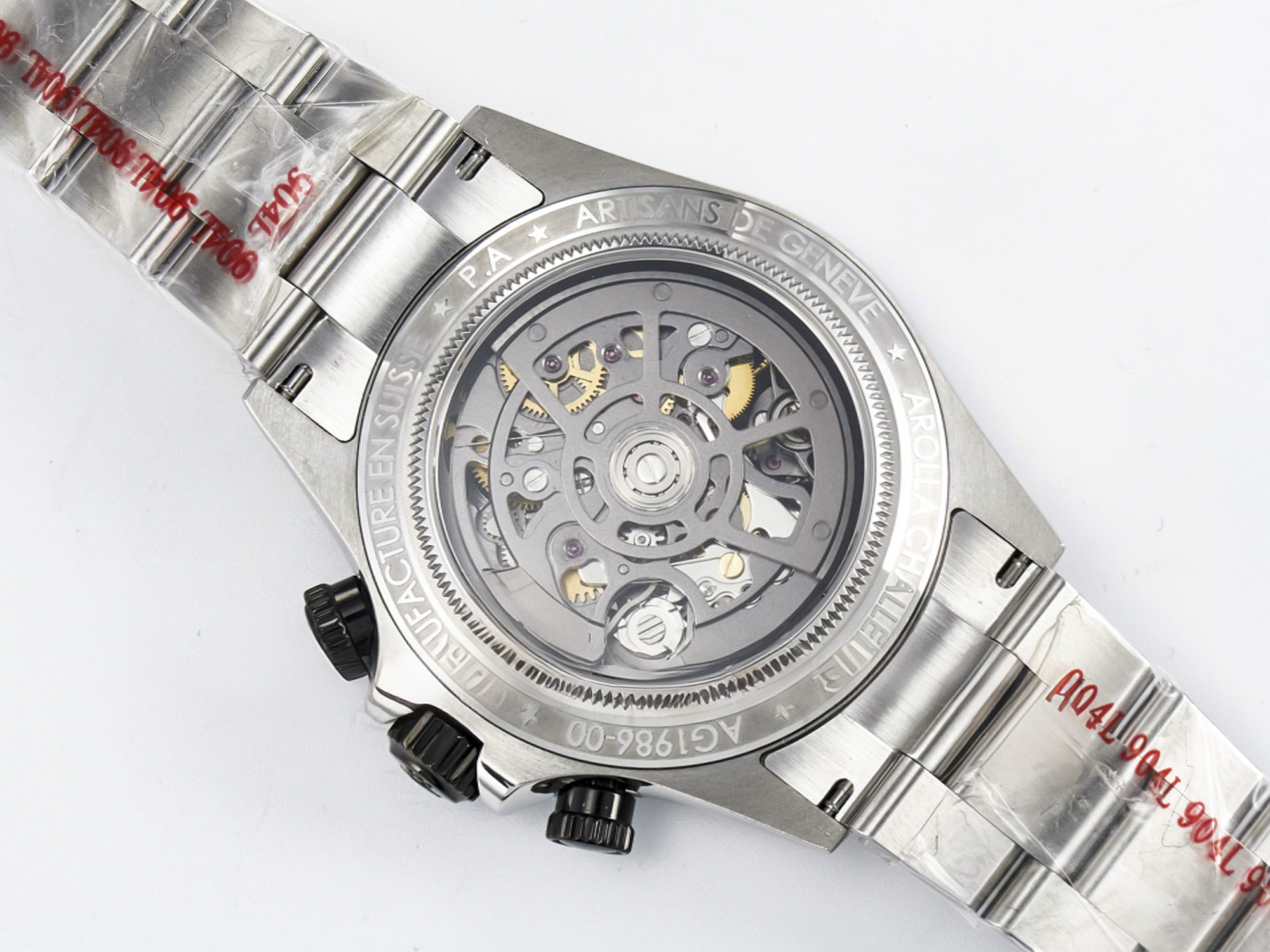 Rolex Daytona Artisans SS GETF Best Edition Skeleton Dial Black Ceramic Bezel on SS Bracelet DD4802-fasswatch