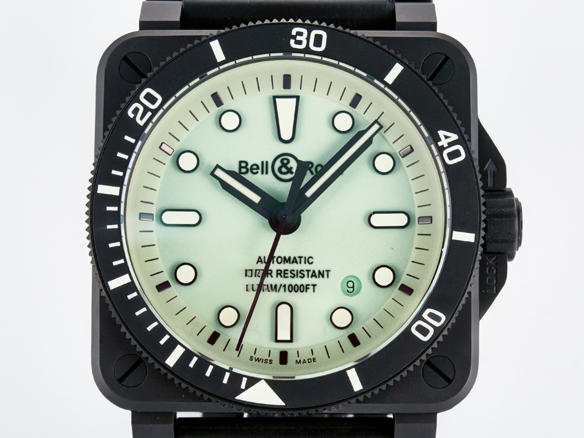 Breitling BR03A Instruments BRF 1:1 Best Edition Pale Green Dial on Black Rubber Strap A2824-fasswatch