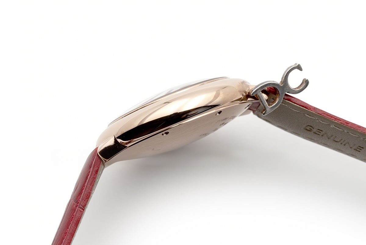 Cartier Ballon Bleu De Cartier 36mm White Dial with Roman Numeral Markers in Pink Gold on Red Leather Strap-fasswatch