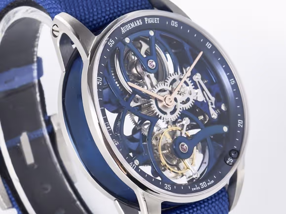 Audemars Piguet CODE 11.59 Tourbillon 26600 SS APPF Best Edition Blue Dial on Blue Nylon Strap A2948-fasswatch