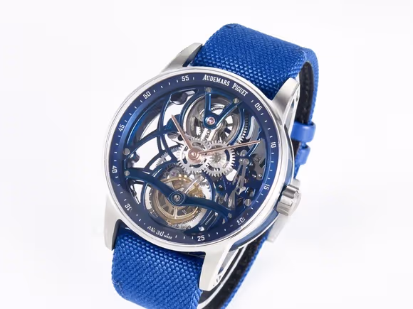 Audemars Piguet CODE 11.59 Tourbillon 26600 SS APPF Best Edition Blue Dial on Blue Nylon Strap A2948-fasswatch
