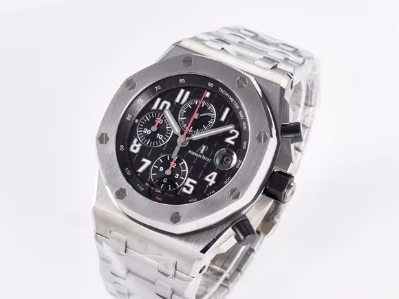 Audemars Piguet Royal Oak Offshore 42mm Black Themes SS TKF Best Edition Black Dial on SS Bracelet A7750-fasswatch