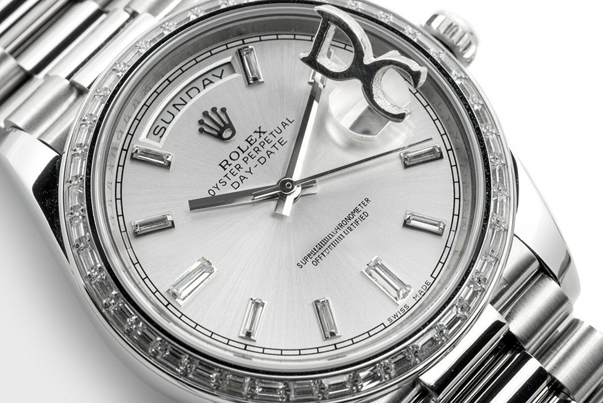 Rolex Day-Date 40 White Gold Diamond Bezel 228349 Silver Dial-fasswatch