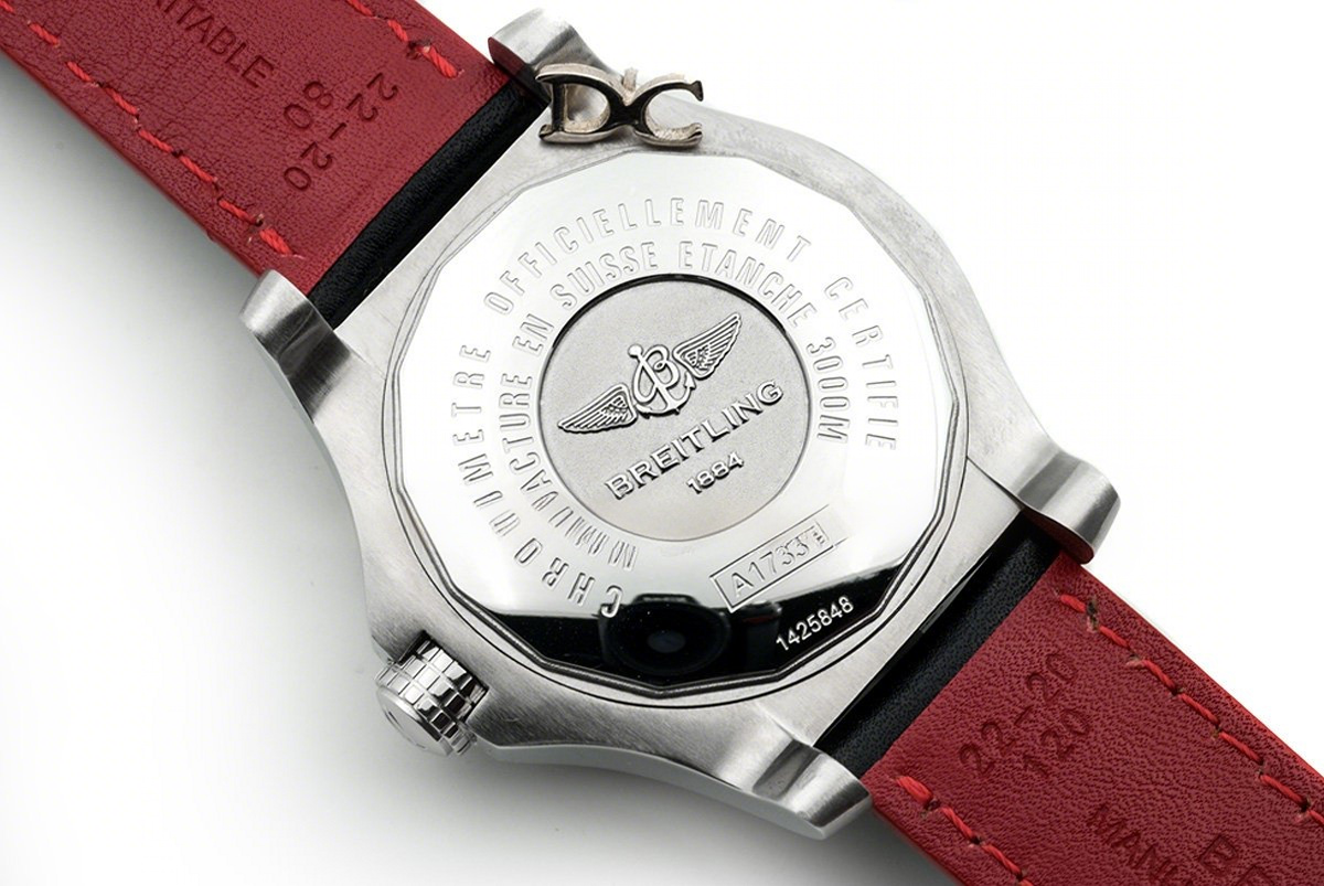 Breitling Avenger II Seawolf Black Dial in Steel on Leather Strap-fasswatch