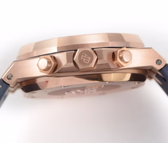 Audemars Piguet Royal Oak Self-Winding Chronograph White/Blue Dial in Rose Gold on Rubber Strap-fasswatch