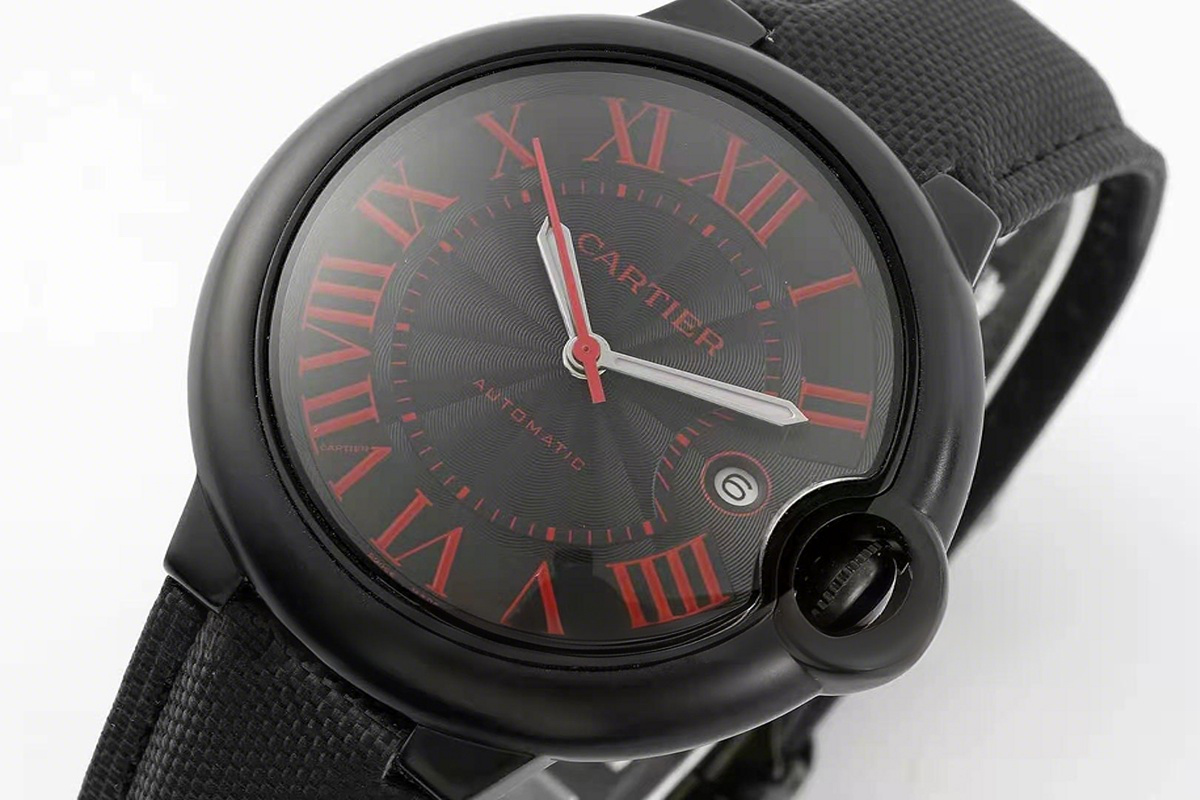 Cartier Ballon Bleu de Cartier Carbon 42mm Black Dial with Red Markers-fasswatch
