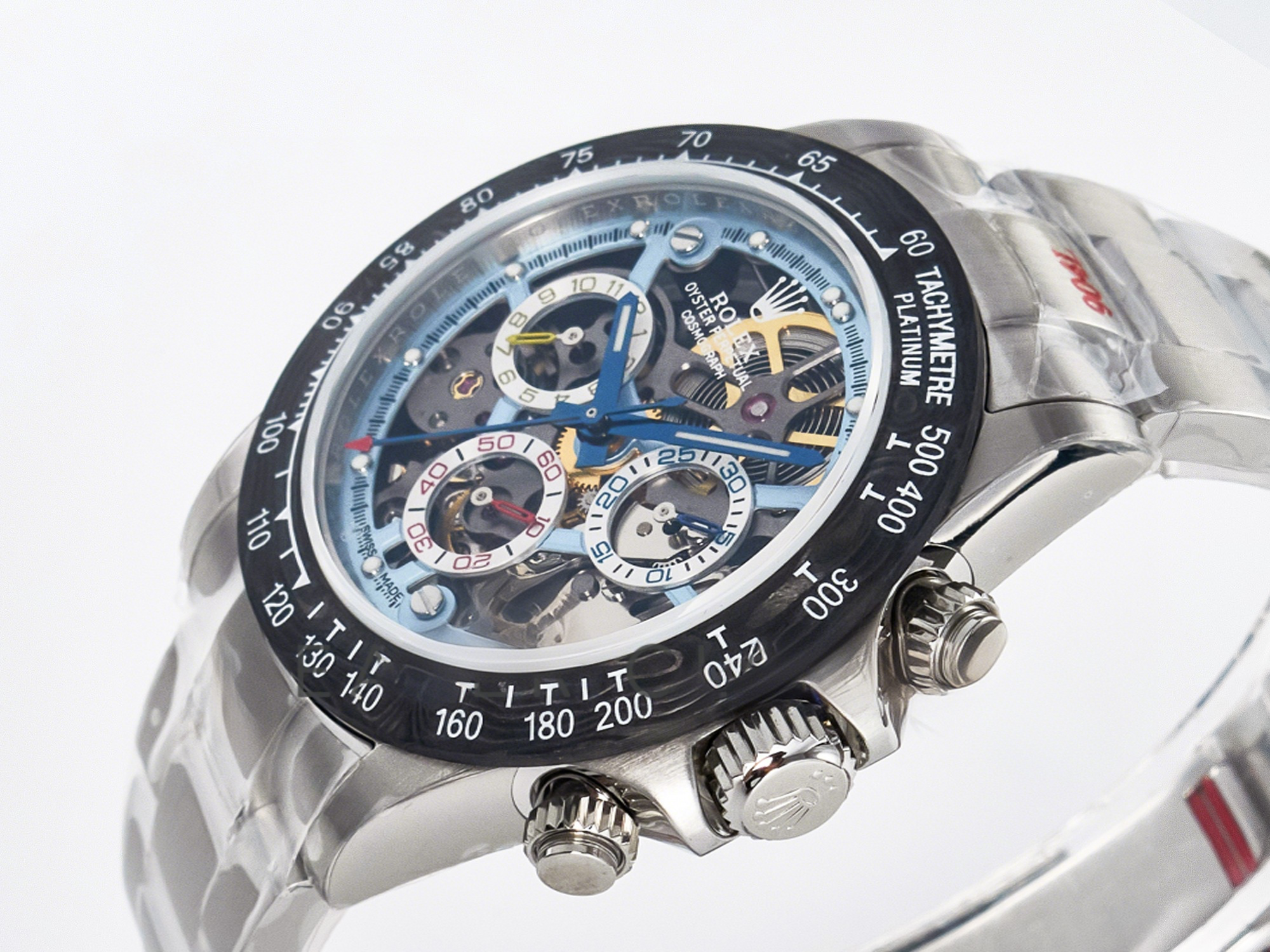 Rolex Daytona Artisans SS GETF Best Edition Skeleton Dial Carbon Bezel on SS Bracelet DD4802-fasswatch