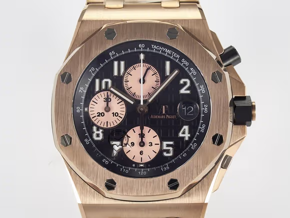 Audemars Piguet Royal Oak Offshore 42mm RG TKF Best Edition Black Dial on RG Bracelet A7750-fasswatch
