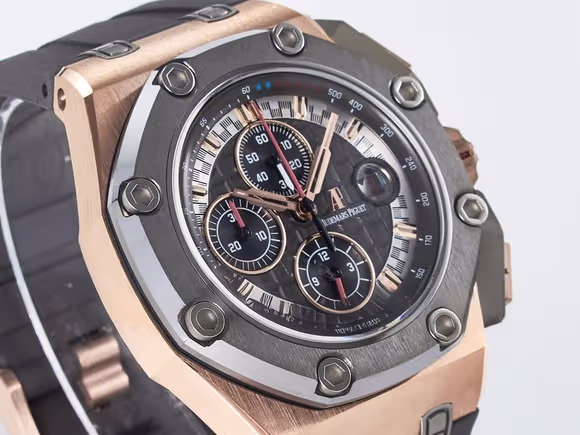 Audemars Piguet Royal Oak Offshore Schumacher RG TKF Best Edition GrayBlack Dial on Gray Rubber Strap A3126-fasswatch