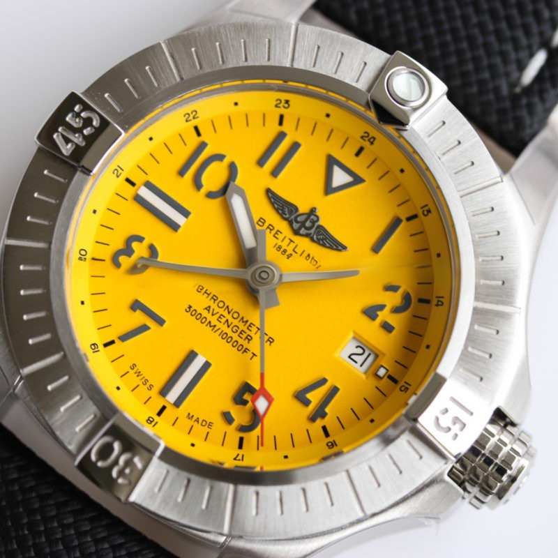 Breitling Avenger II Seawolf Yellow Dial in Steel on Nylon Strap Ref: A17331101I1S2-fasswatch