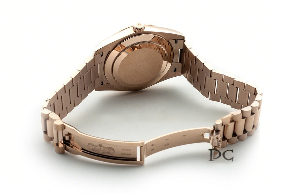 Rolex Day-Date 40 Everose Gold Diamond Bezel 228235 Chocolate Dial-fasswatch