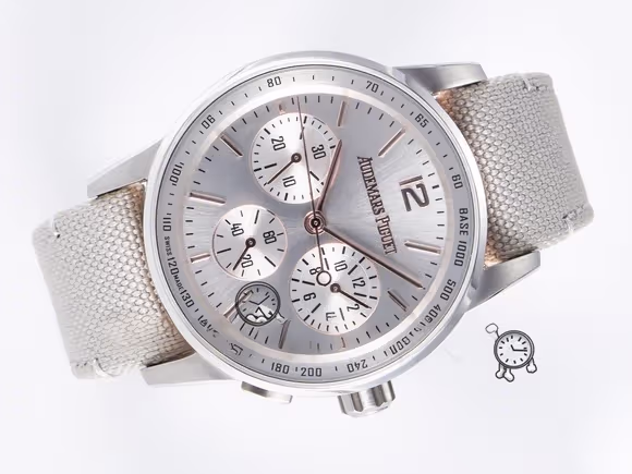 Audemars Piguet Code 11.59 Chrono 26393 SS APPF Best Edition Silver Dial on White Nylon Strap A4401-fasswatch