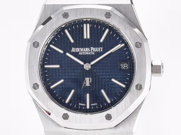 Audemars Piguet Custom Modded Royal Oak 39mm 15202 SS PPM Blue Textured Dial on SS Bracelet AP2121-fasswatch