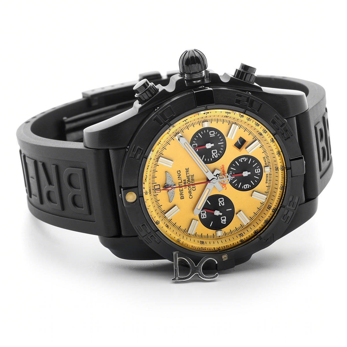 Breitling Chronomat 44 Blacksteel Chronograph Yellow Dial in PVD-fasswatch