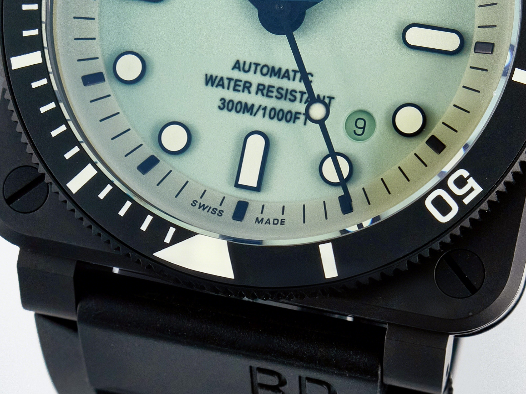 Breitling BR03A Instruments BRF 1:1 Best Edition Pale Green Dial on Black Rubber Strap A2824-fasswatch