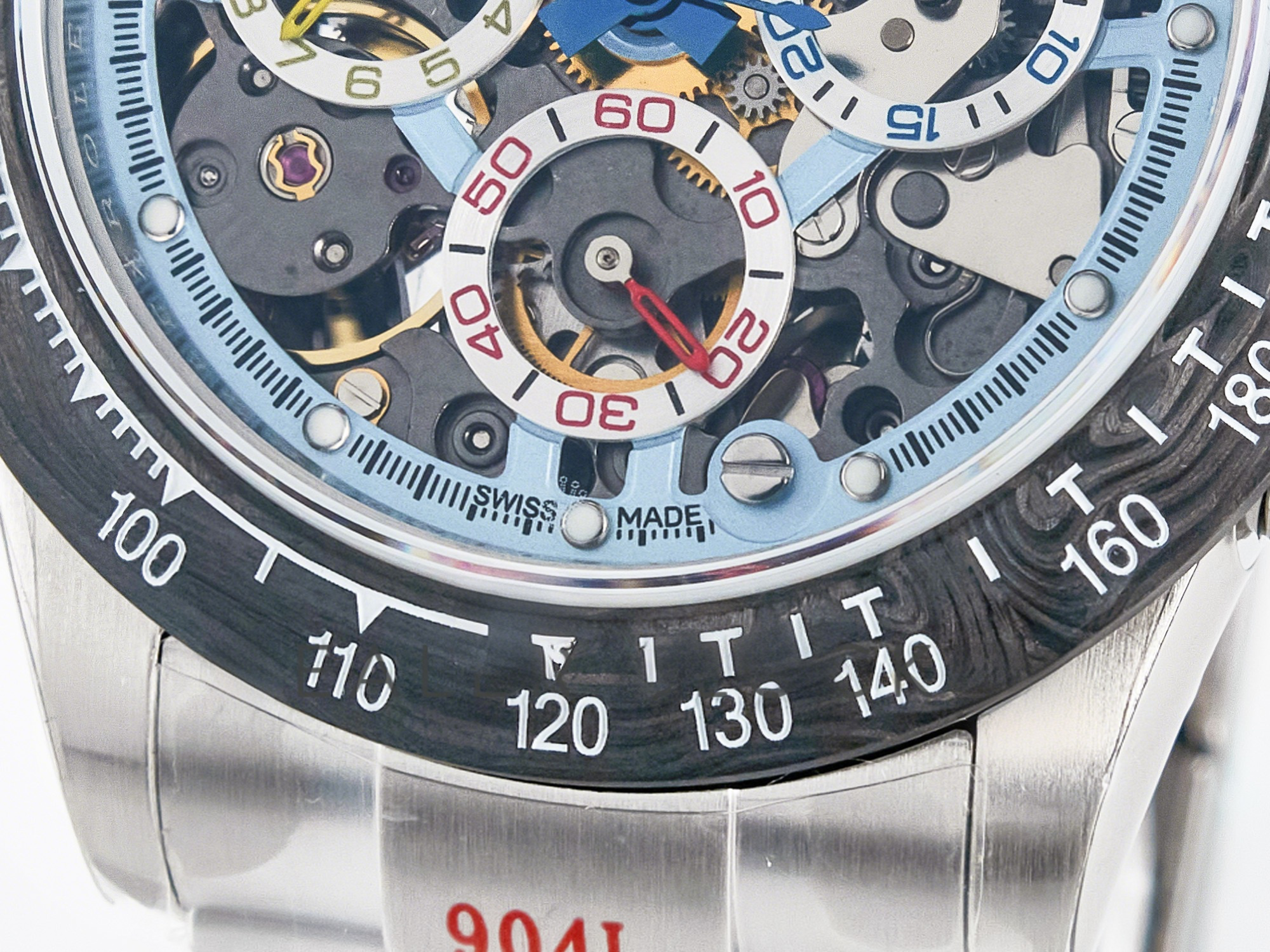 Rolex Daytona Artisans SS GETF Best Edition Skeleton Dial Carbon Bezel on SS Bracelet DD4802-fasswatch