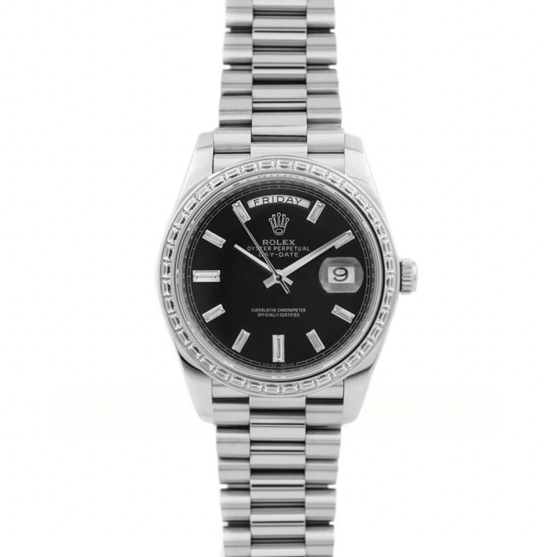 Rolex Day-Date 40 White Gold Diamond Bezel 228349 Black Dial-fasswatch