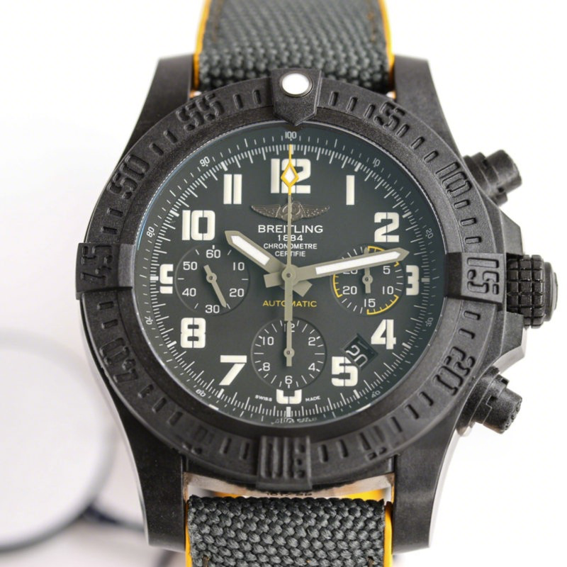 Breitling Avenger Hurricane 12H 45 Black Dial on Black Nylon Strap-fasswatch