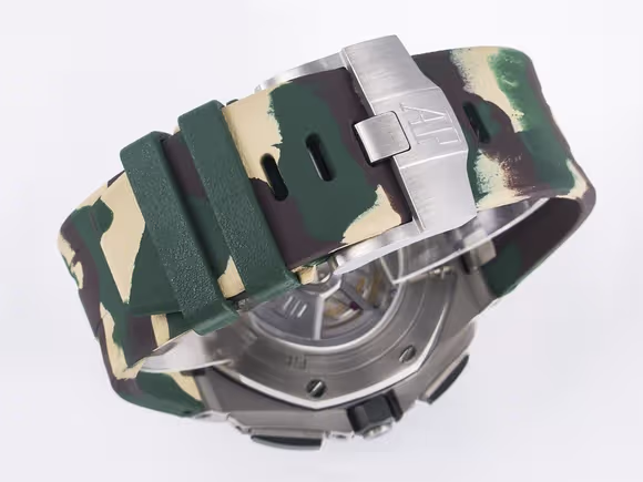 Audemars Piguet Royal Oak Offshore 44mm SS TKF 11 Best Edition Cream Dial on Green Camou Rubber Strap A3126-fasswatch