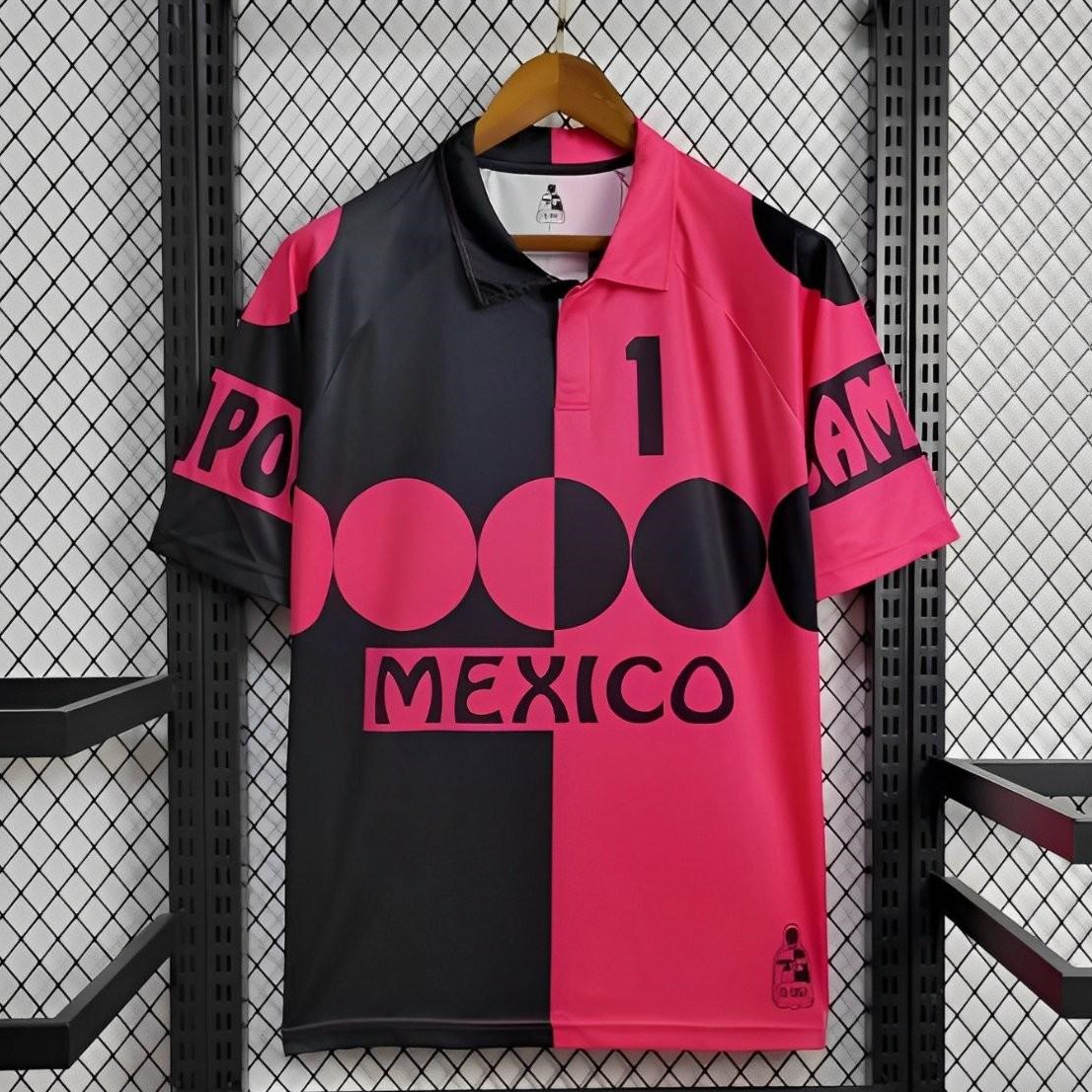 ManixJersey.com | Retro Mexico 1998 World Cup Goalkeeper Pink Black Jersey -Customize Name, Number and Patch | Worldwide Shipping