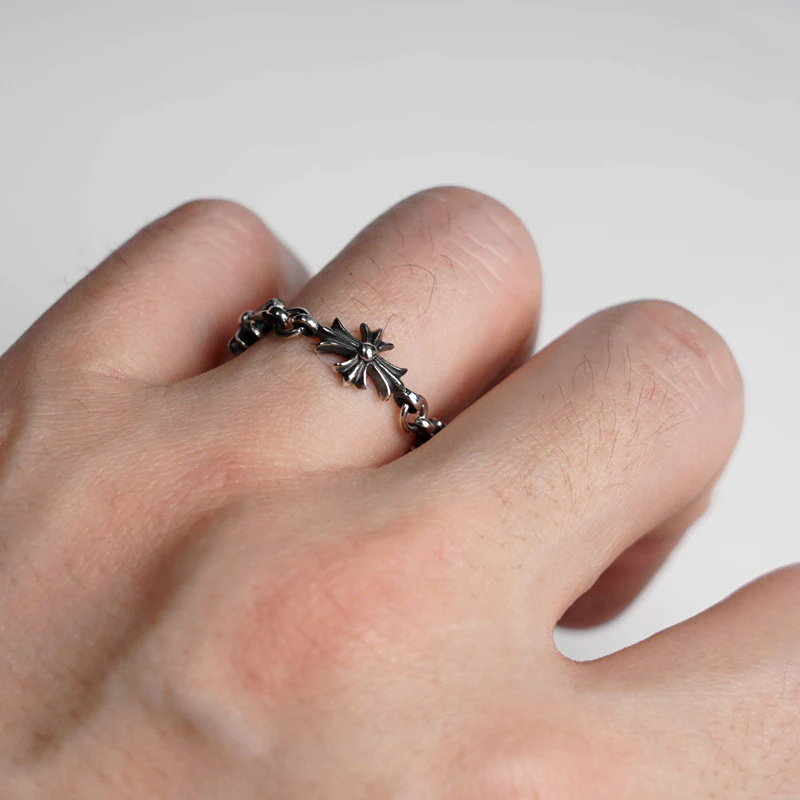 Chrome Hearts Cross Ring - Gothic 925 Sterling Silver Jewelry | David Studio