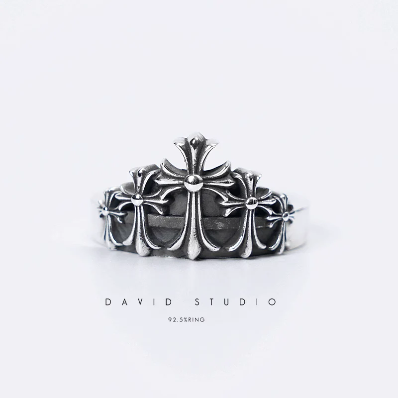 Chrome Hearts Cross Ring - Gothic 925 Sterling Silver Jewelry | David Studio