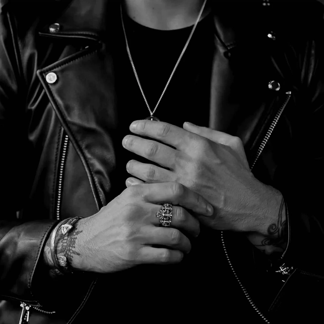 Chrome Hearts Cross Ring - Gothic 925 Sterling Silver Jewelry | David Studio