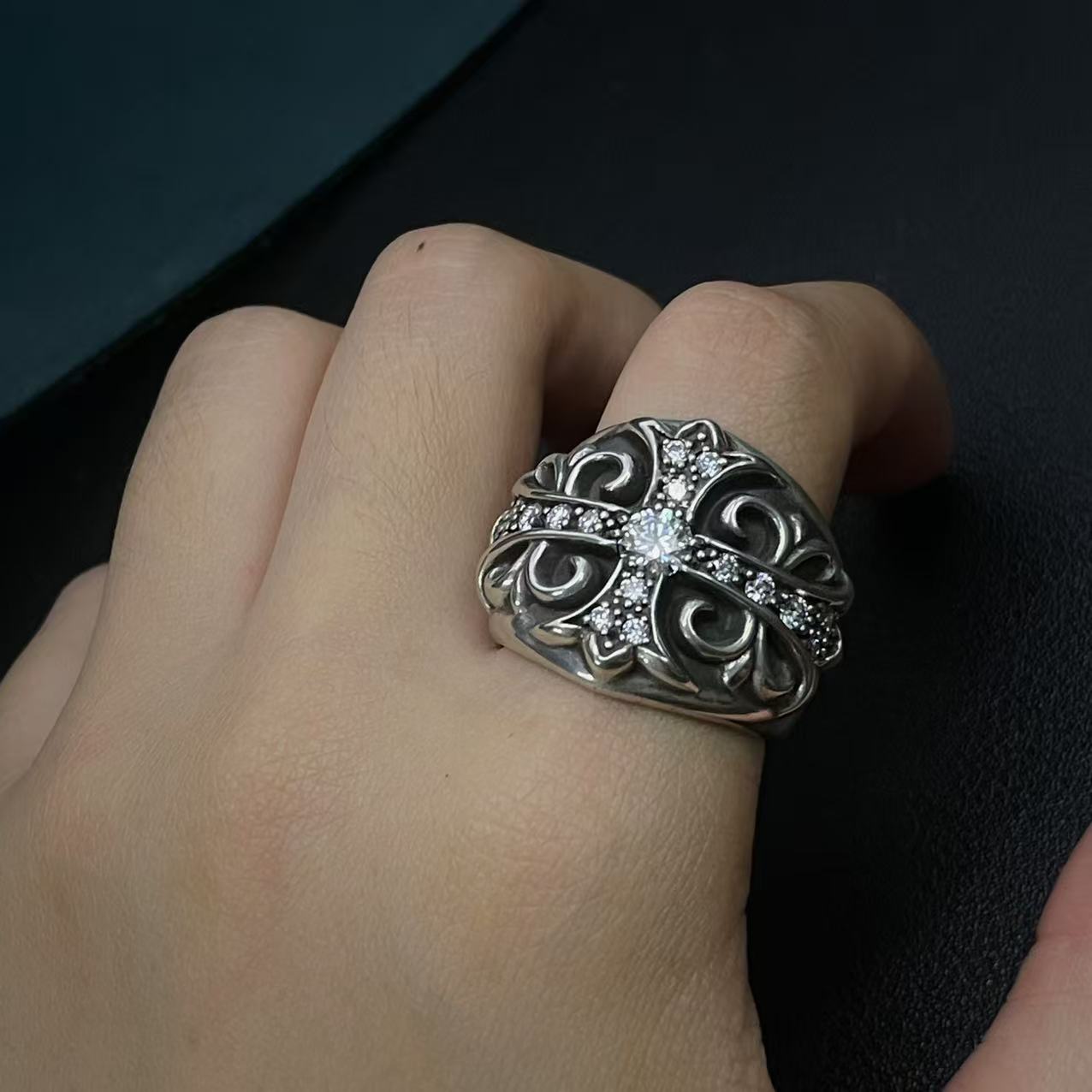 Chrome Hearts Cross Ring - Gothic 925 Sterling Silver Jewelry | David Studio