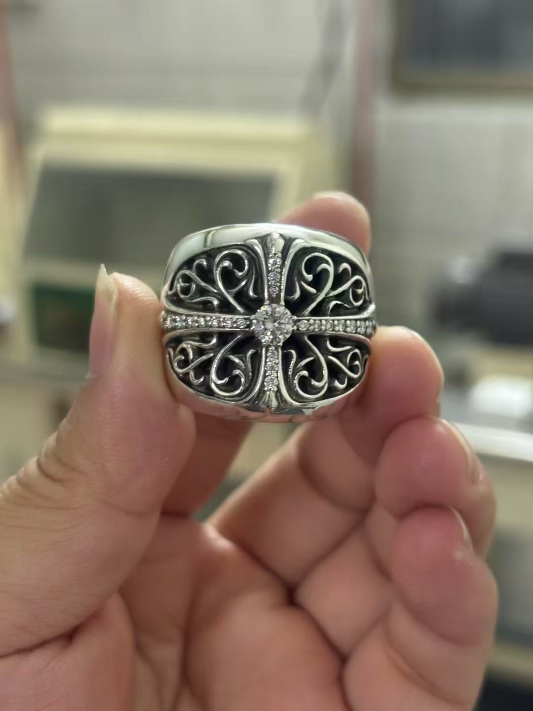 Chrome Hearts Cross Ring - Gothic 925 Sterling Silver Jewelry | David Studio