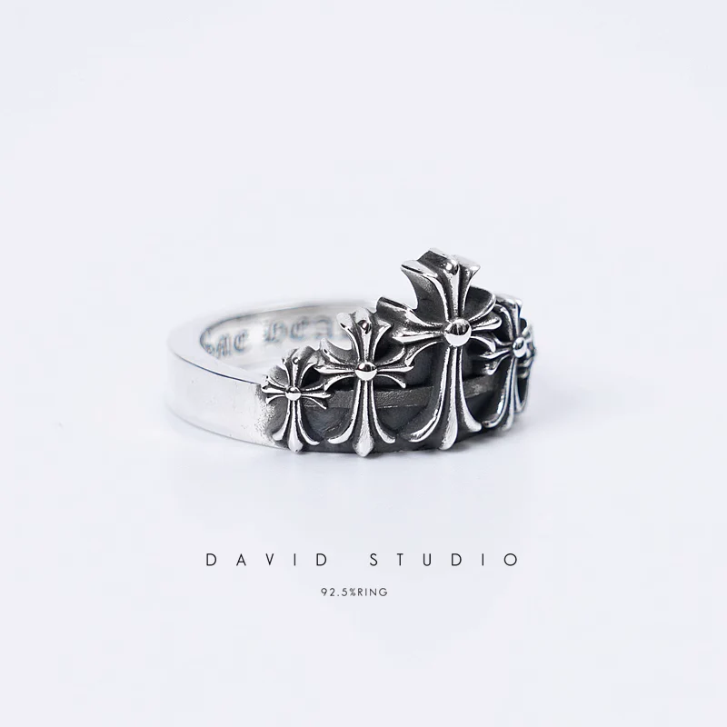Chrome Hearts Cross Ring - Gothic 925 Sterling Silver Jewelry | David Studio