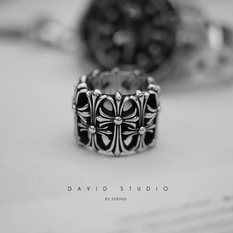 Chrome Hearts Cross Ring - Gothic 925 Sterling Silver Jewelry | David Studio