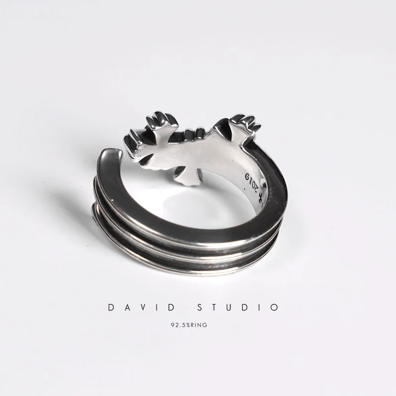 Chrome Hearts Cross Ring - Gothic 925 Sterling Silver Jewelry | David Studio