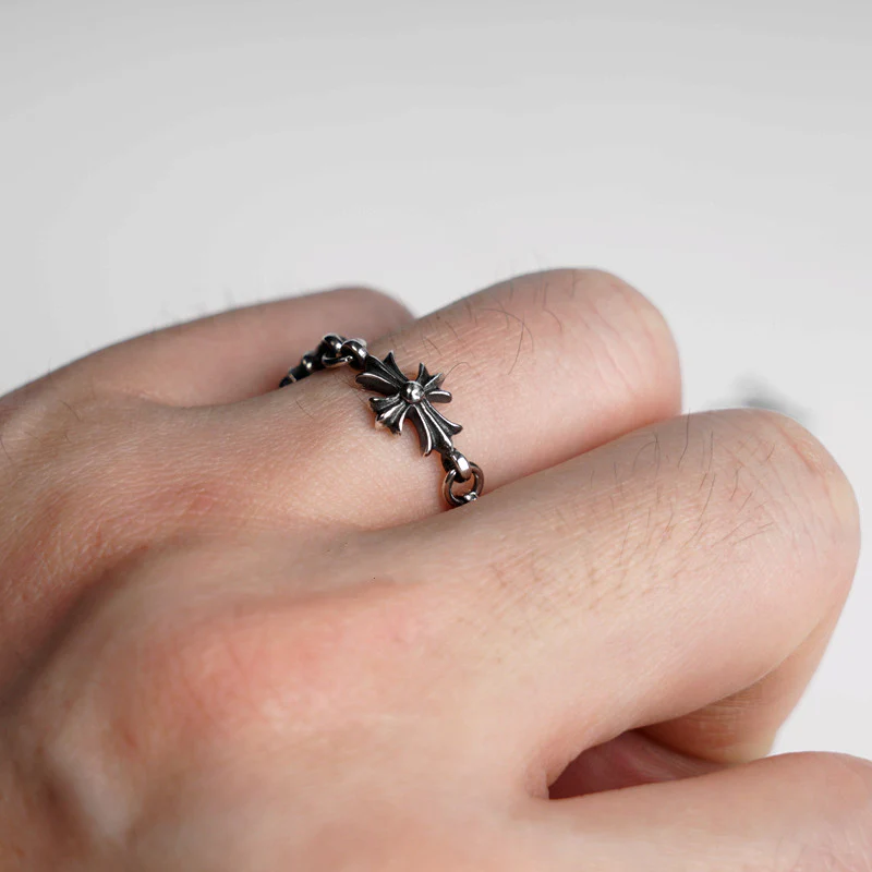 Chrome Hearts Cross Ring - Gothic 925 Sterling Silver Jewelry | David Studio