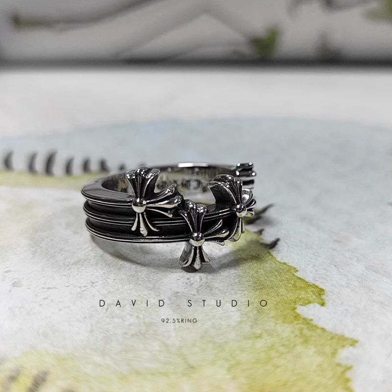 Chrome Hearts Cross Ring - Gothic 925 Sterling Silver Jewelry | David Studio